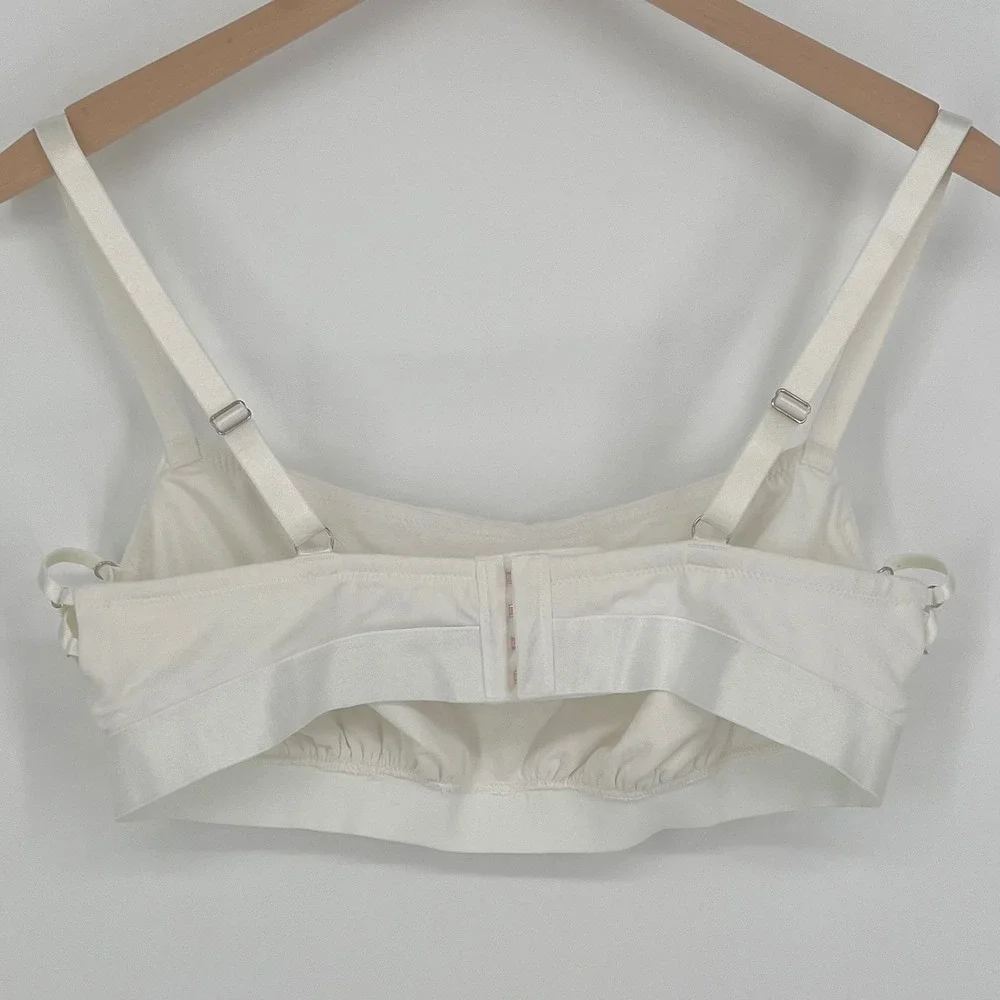 Aerie Womens Cotton Scoop Bralette‎ Bra Size XL Side Lattice Adjustable Straps